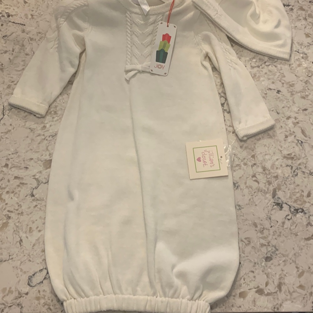 Knit receiving gown set.